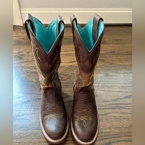 Lucchese Brown and Turquoise Combat Boots